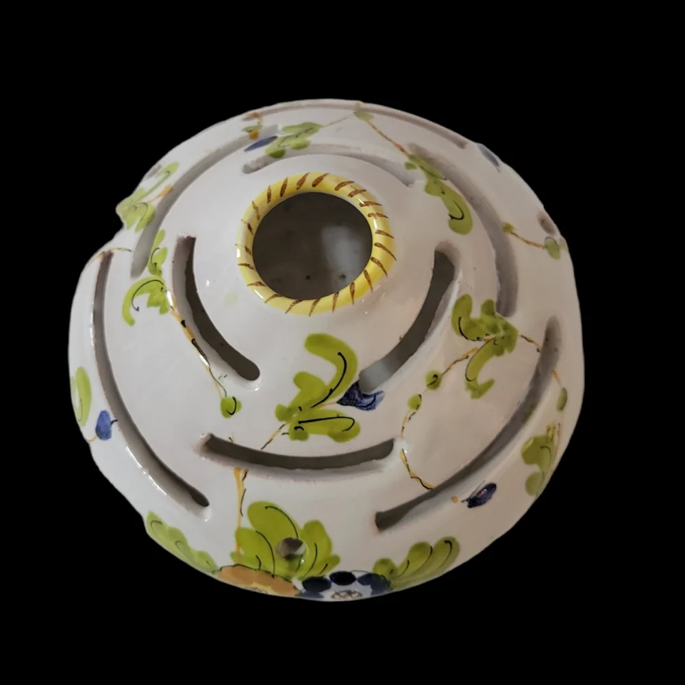 Italian Pottery Vase Flower Frog Hand Painted